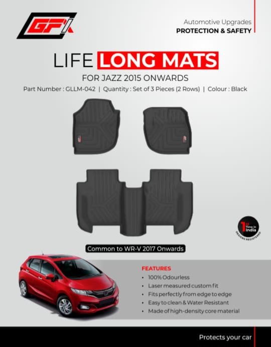 HONDA JAZZ 2015+ LIFE LONG MATS – WATERPROOF & DURABLE