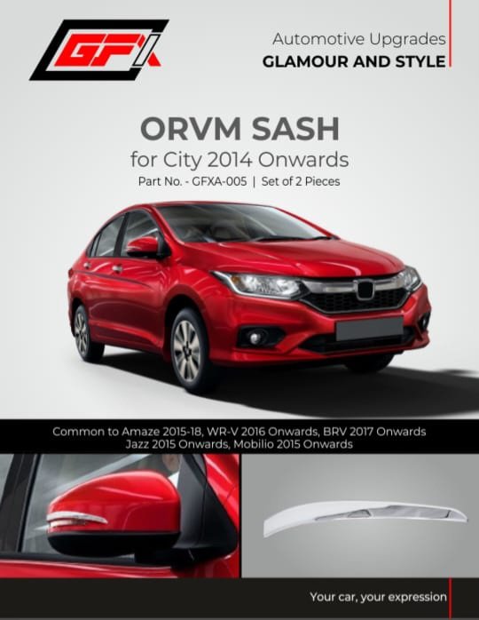 ORVM Sash for Honda City 2014 to 2016 | Chrome Garnish | Premium Quality