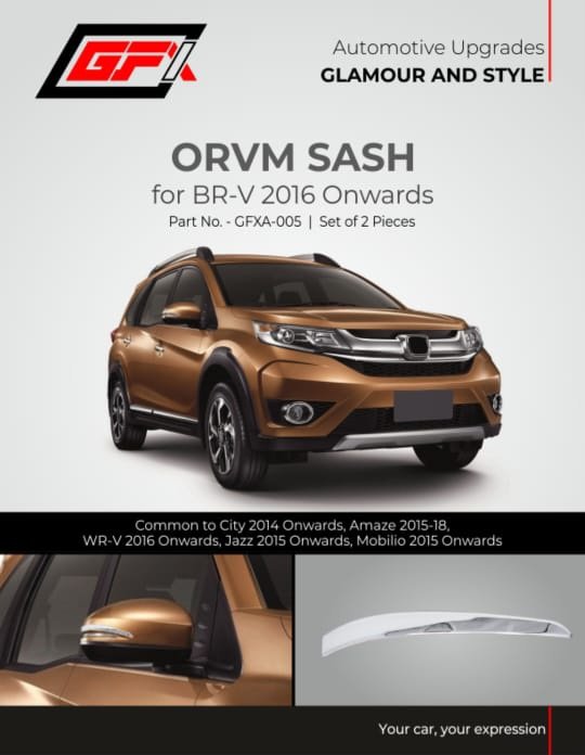 ORVM Sash for Honda BR-V 2016 Onwards | Chrome Garnish | Premium Quality