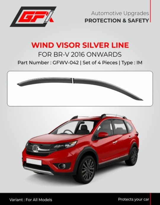 Wind Visor Silver Line for Honda BR-V 2016 Onwards | Wind Visor (Silver Line) | Premium Quality - Image 2