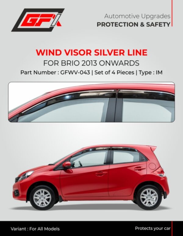 Wind Visor Silver Line for Honda Brio 2013 Onwards | Wind Visor (Silver Line) | Premium Quality