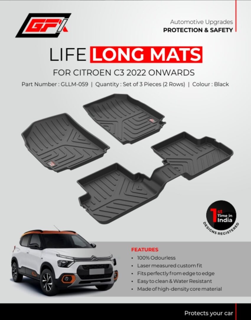 GFX Life Long Mats for Citroen C3 2022 Onwards (2 Rows, Set of 3) - Premium Custom Fit Car Mats - Image 2