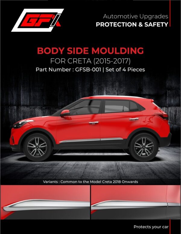 Body Side Moulding for Hyundai Creta (2015–2017) – Set of 4