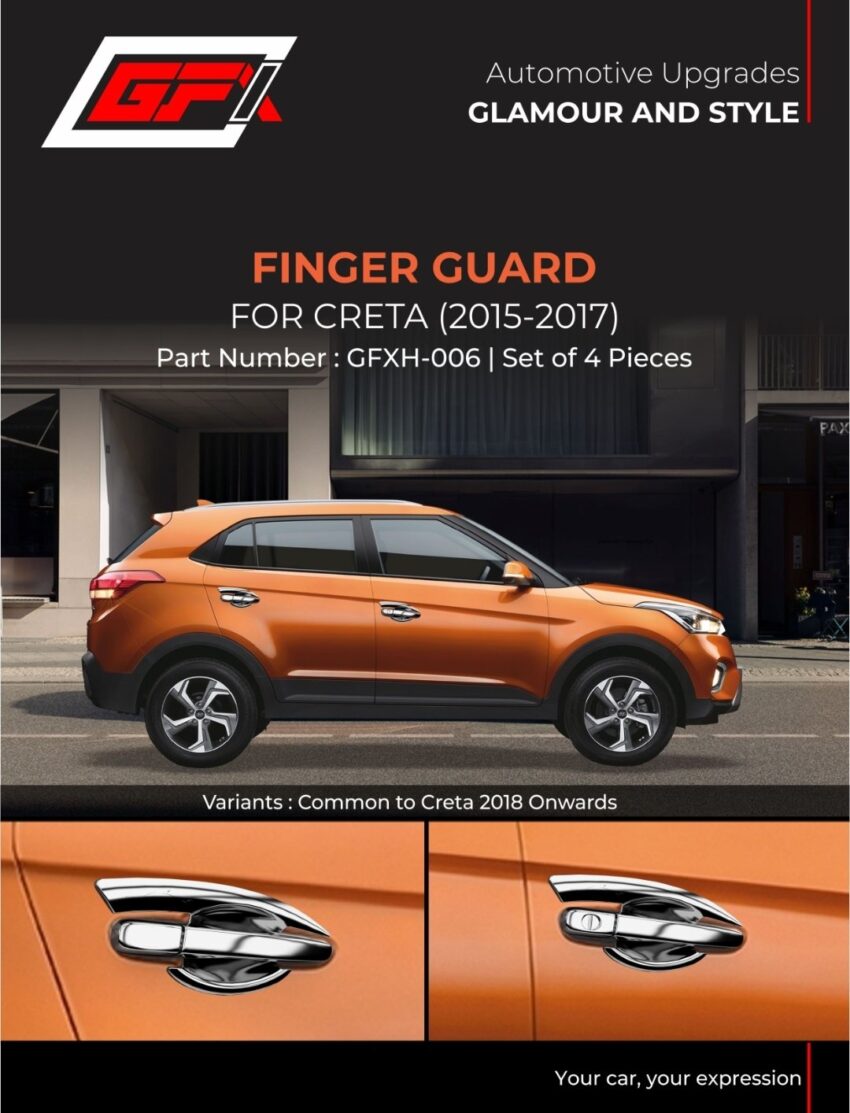 Finger Guard for Hyundai Creta (2015–2017) – Chrome – Set of 4 - Image 2