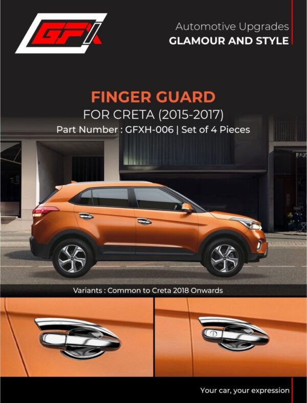 Finger Guard for Hyundai Creta (2015–2017) – Chrome – Set of 4
