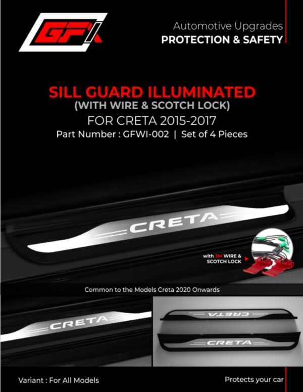 Illuminated Sill Guard for Hyundai Creta (2015–2017) – With Wire & Scotch Lock – Set of 4