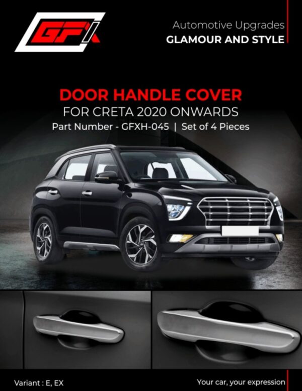 GFX Door Handle Cover for Hyundai Creta 2020 Onwards – Premium Chrome, Set of 4 (GFXH‑045) ✨