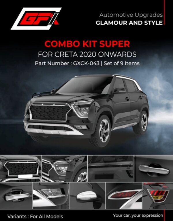 GFX Combo Kit Super (Chrome) for Hyundai Creta 2020 Onwards – 33 Pcs (GXCK‑043) ✨