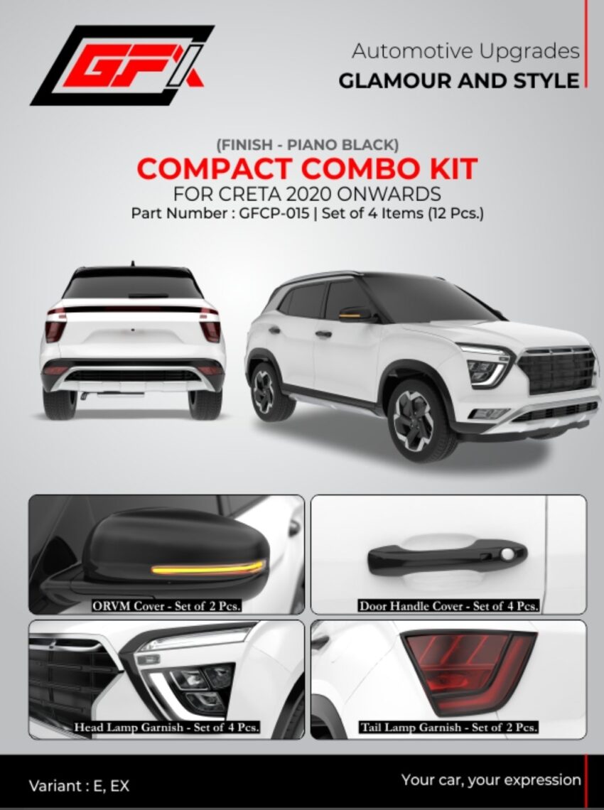 GFX Compact Combo Kit – Piano Black for Hyundai Creta 2020 Onwards (GFCP‑015) - Image 2