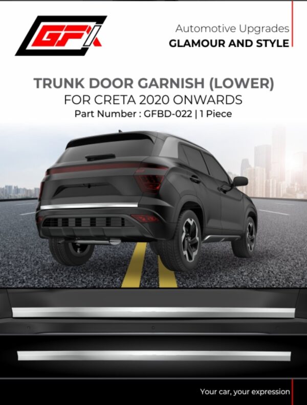 GFX Trunk Door Garnish Upper for Hyundai Creta 2020 Onwards – Chrome (GFBD‑018) ✨