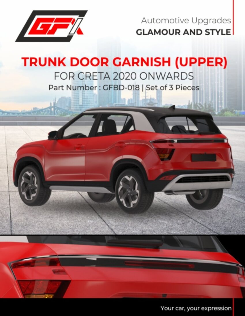 GFX Trunk Door Garnish Lower for Hyundai Creta 2020 Onwards – Chrome Accent (GFBD‑022) ✨ - Image 2