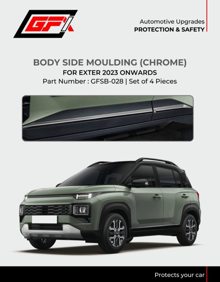 Hyundai Exter 2023 Onwards – Body Side Moulding (Chrome Finish) | Set of 4 Pcs