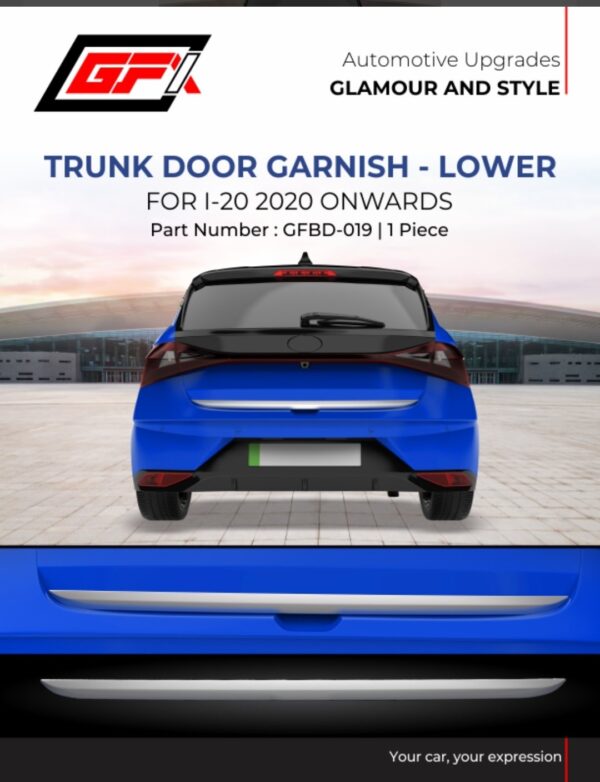 Trunk Door Garnish Lower for Hyundai i20 2020 Onwards | Premium Chrome Rear Boot Garnish | Stylish Car Accessory