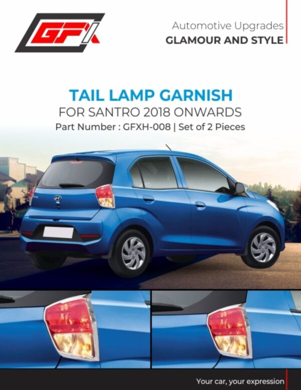 Hyundai Santro 2018 Onwards Tail Lamp Chrome Garnish – Set of 2