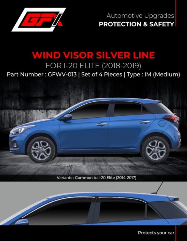Wind Visor - Silver Line (Set of 4) - Hyundai i20 Elite 2018-2019