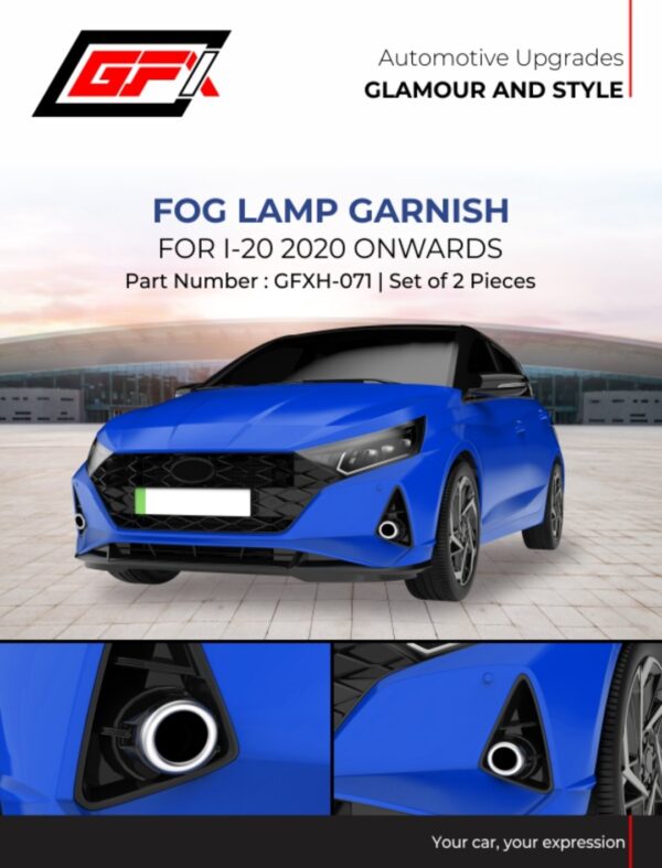 Hyundai i20 2020 Onwards Fog Lamp Chrome Garnish | Set of 2 Pcs | GFX GFG-017