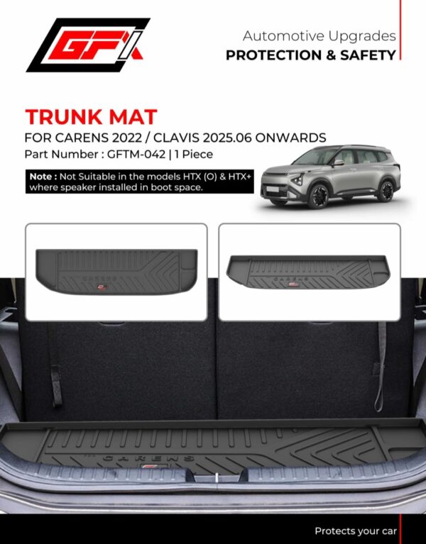 Custom-Fit Trunk Mat for Kia Carens Clavis (2025.06+) & Carens 2022+ | Boot Liner | GFTM-042