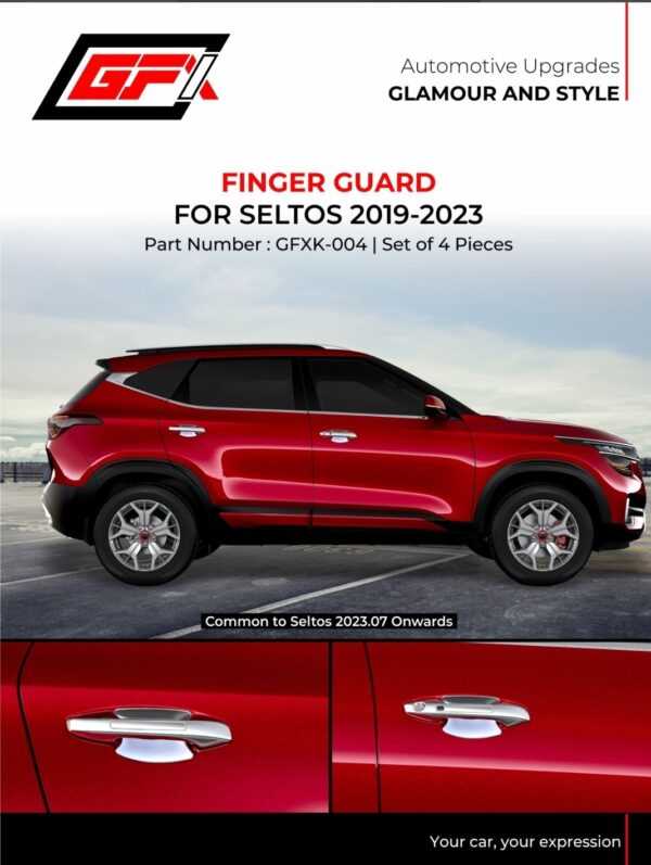 Kia Seltos 2019–2023 Chrome Finger Guard Set (4 Pcs) | Door Handle Scratch Protector | GFXK-004