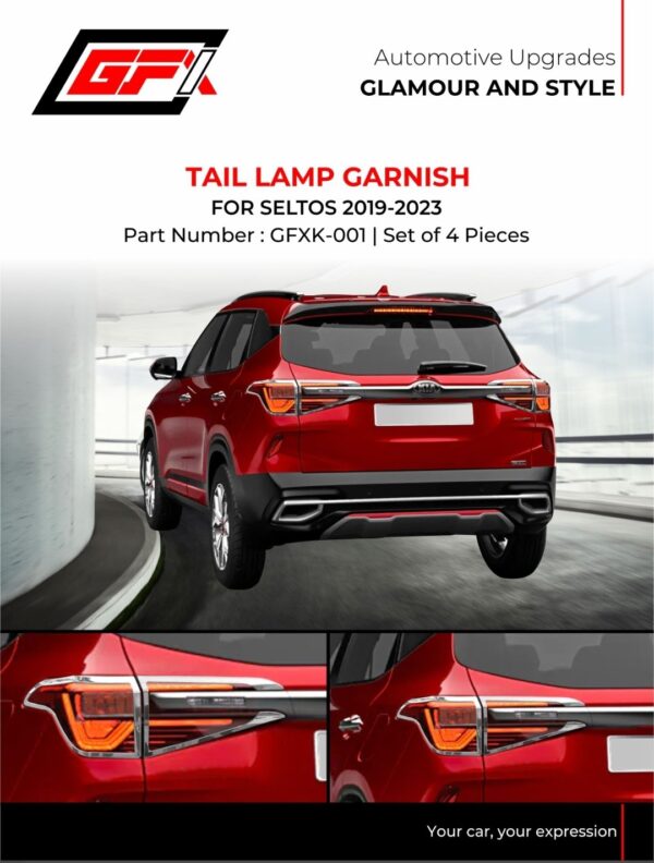 ​Kia Seltos Tail Lamp Garnish (2019-2023) | Chrome Trim Set - GFXK-001