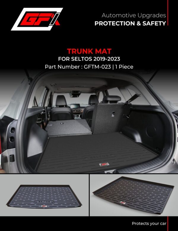 Premium 7D Trunk Mat for Kia Seltos (2019–2023) | Waterproof & Anti-Slip Boot Mat | Tailored Fit | CCT-GFTM-023