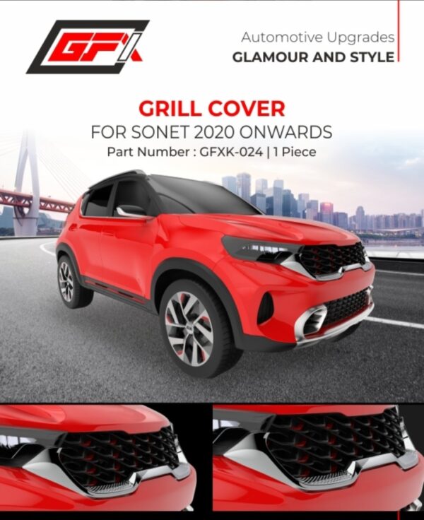 GFI Chrome Front Grill Cover for Kia Sonet (2020-Present) – Premium Garnish Trim (GFXK-024)