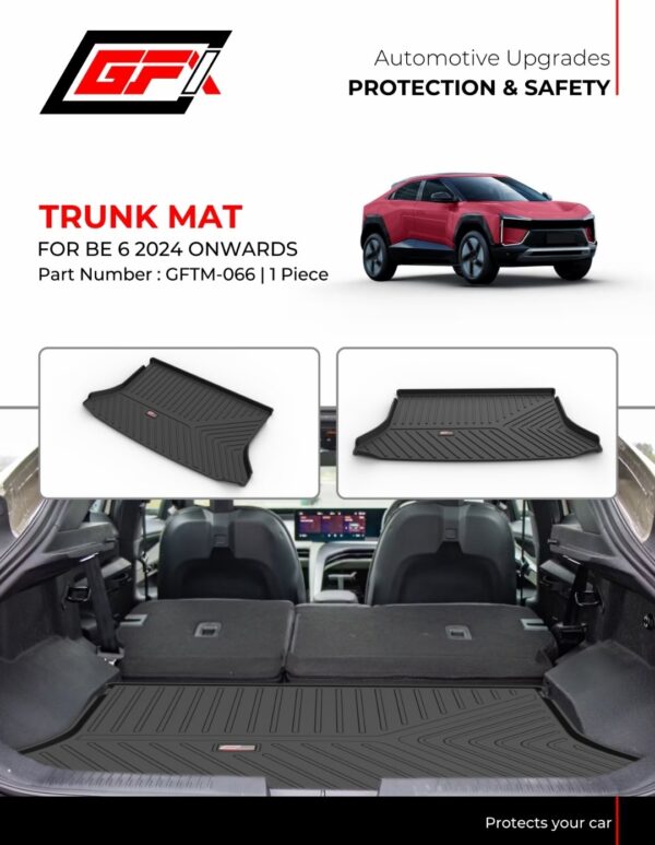 GFX Premium Custom Fit Trunk Mat for Mahindra BE 6 (2024-Present) | All-Weather Waterproof Boot Mat - Black