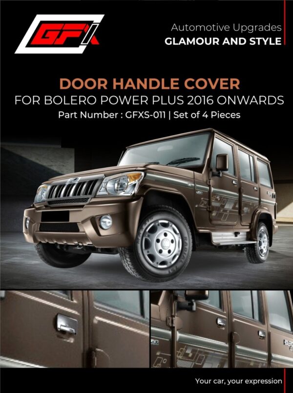 Chrome Door Handle Cover for Mahindra Bolero Power Plus 2016 Onwards (Set of 4 Pcs) | Premium Scratch Protection