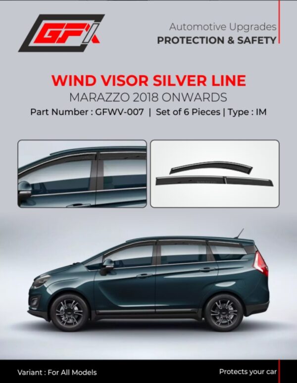 Premium Silver Line Wind Visors for Mahindra Marazzo – 6-Piece Set