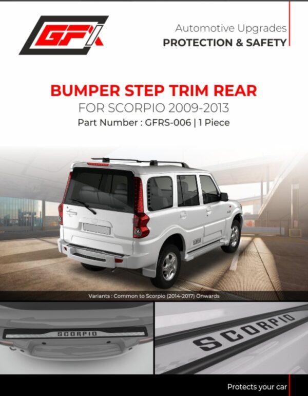 GFX Rear Bumper Step Trim for Mahindra Scorpio (2009-2013) – Protective Chrome Guard