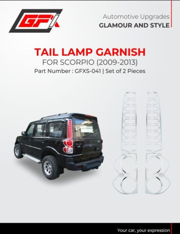 GFX Chrome Tail Lamp Garnish for Mahindra Scorpio (2009-2013) – Premium ABS Chrome Accessories (Set of 2)