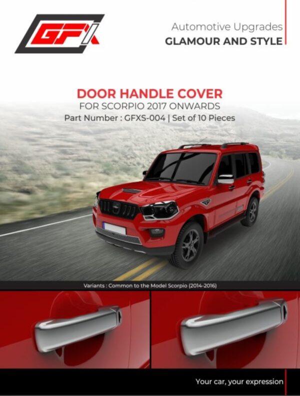 Mahindra Scorpio Chrome Door Handle Cover 2017 Onwards ā Premium Scratch Resistant Garnish Set | Stylish Exterior Upgrade