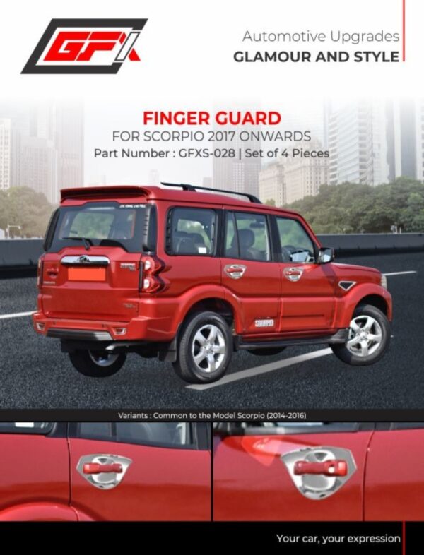 Mahindra Scorpio Chrome Finger Guard 2017 Onwards ā Scratch Proof Door Handle Cup Protector Garnish Set | Premium Exterior Styling