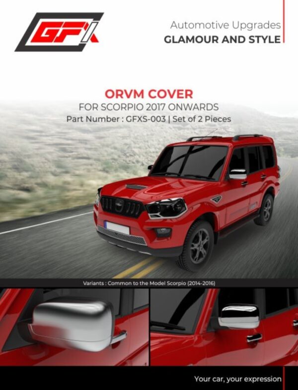 Mahindra Scorpio Chrome ORVM Cover 2017 Onwards ā Premium Side Mirror Garnish Cap | Scratch Resistant Exterior Styling Upgrade