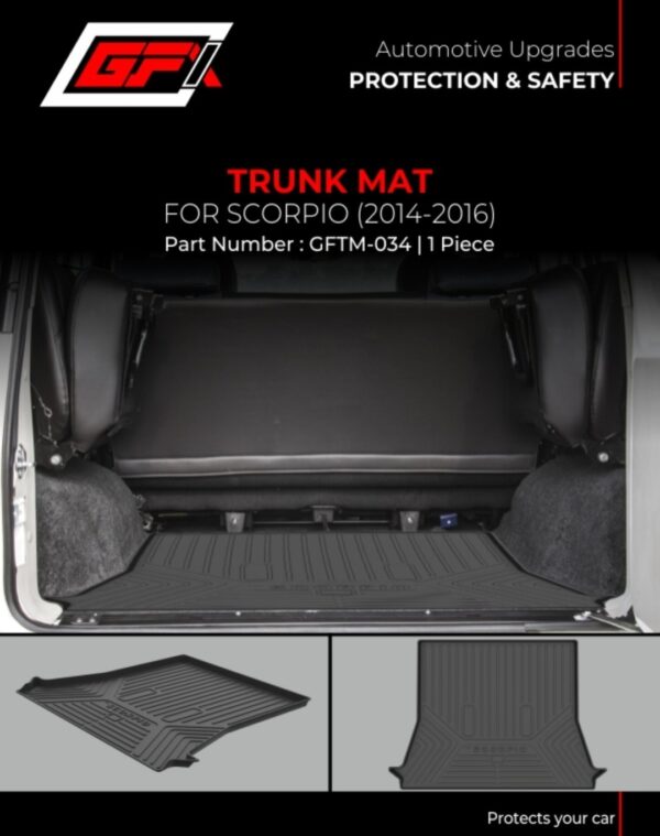 Mahindra Scorpio Trunk Mat 2017 Onwards ā Heavy Duty Waterproof Boot Mat Custom Fit Cargo Floor Protector | Anti Slip & Easy Clean