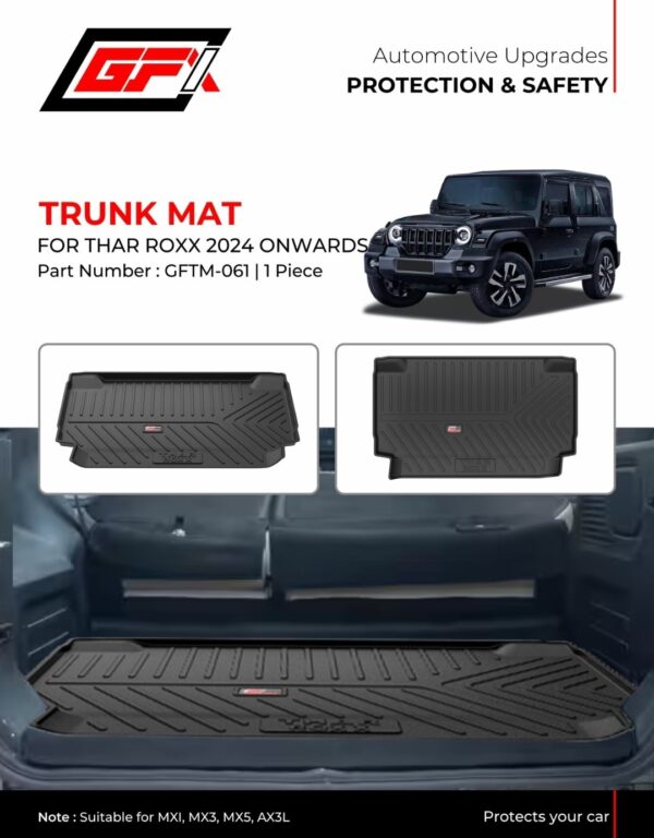 Premium All-Weather Trunk Mat for Mahindra Thar ROXX (2024+) - Custom Fit Cargo Liner | CCT-GFTM-061