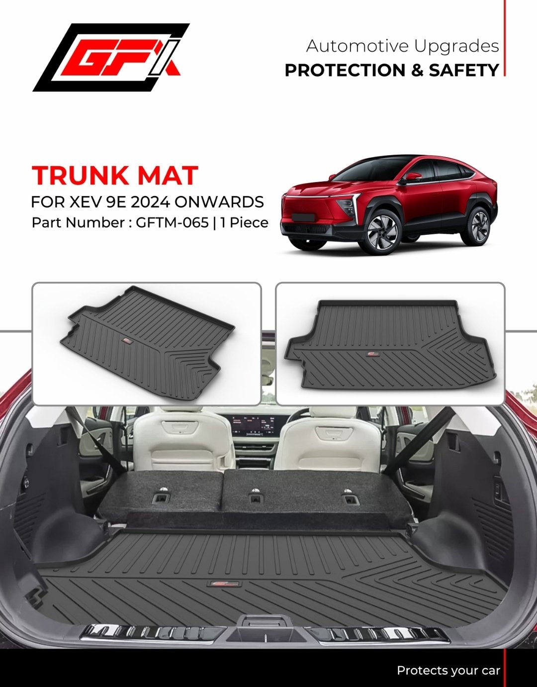 Premium Mahindra XEV 9E Trunk Mat (2024-Present) | All-Weather Heavy Duty Boot Liner - GFTM-065