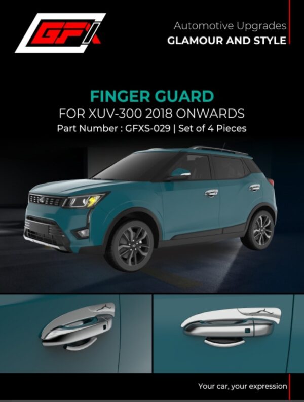 GFX Premium Chrome Finger Guard for Mahindra XUV 300 (2019-Present) | Anti-Scratch Door Handle Protector - Set of 4 (CCT-GFXS-029)