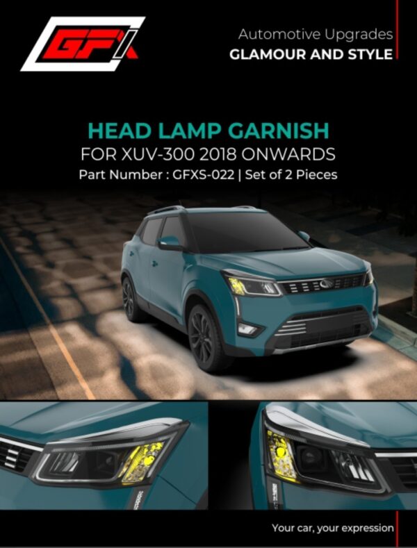 Premium Chrome Head Lamp Garnish for Mahindra XUV300 (2019 Onwards) | Set of 2