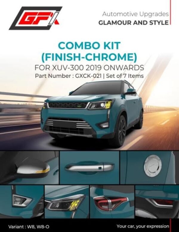 Premium Chrome Combo Kit for Mahindra XUV300 (2019 Onwards) | 7-Piece Exterior Styling Accessory Set