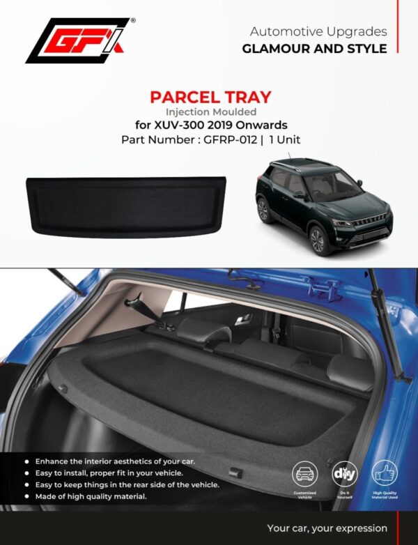 GFX Premium Injection Moulded Parcel Tray for Mahindra XUV 300 (2019-Present) | Custom Fit Rear Trunk Organizer