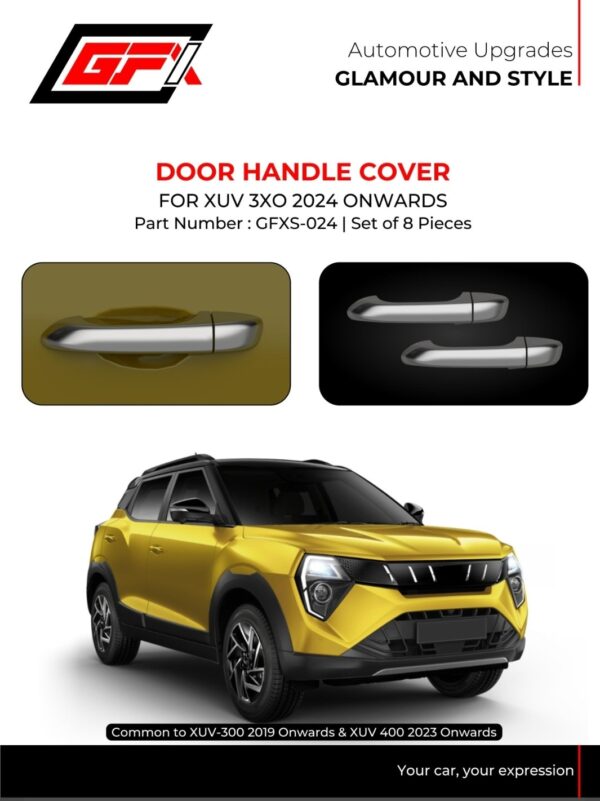 GFX Premium Chrome Door Handle Cover Set for Mahindra XUV 3XO, XUV 300 & XUV 400 (8 Pcs)