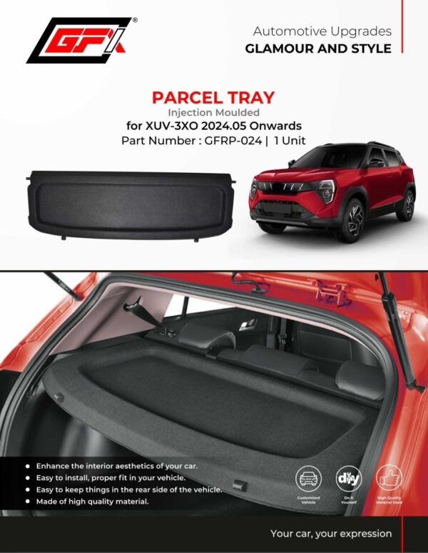 Premium GFX Injection Moulded Parcel Tray for Mahindra XUV 3XO (2024 Onwards)
