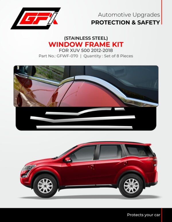 Premium Stainless Steel Window Frame Kit for Mahindra XUV500 (2012-2018) | GFX Chrome Trim Set