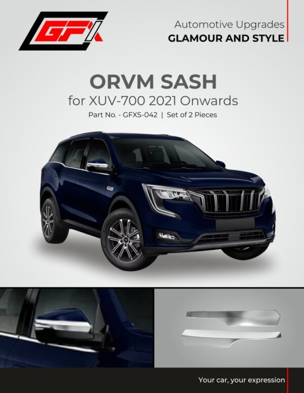 GFX Premium Chrome ORVM Sash for Mahindra XUV700 (2021 Onwards) | Set of 2