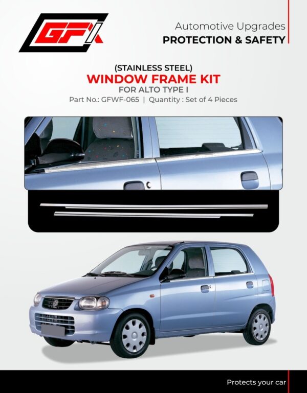 GFX Premium Stainless Steel Window Frame Kit for Maruti Suzuki Alto Type-1 (Set of 4)