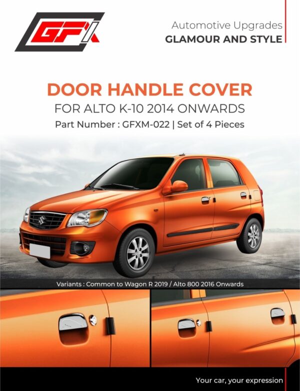 Premium GFX Chrome Door Handle Cover for Maruti Suzuki Alto K10 (2014 Onwards) - Set of 4