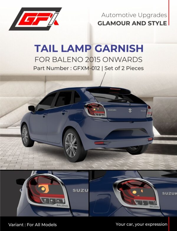 Premium Chrome Tail Lamp Garnish for Maruti Suzuki Baleno (2015 Onwards)