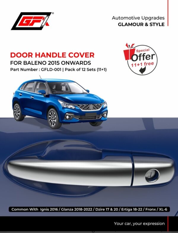 Premium GFX Chrome Door Handle Cover for Maruti Baleno, Dzire, Ertiga & Fronx | Crazy Car Tech