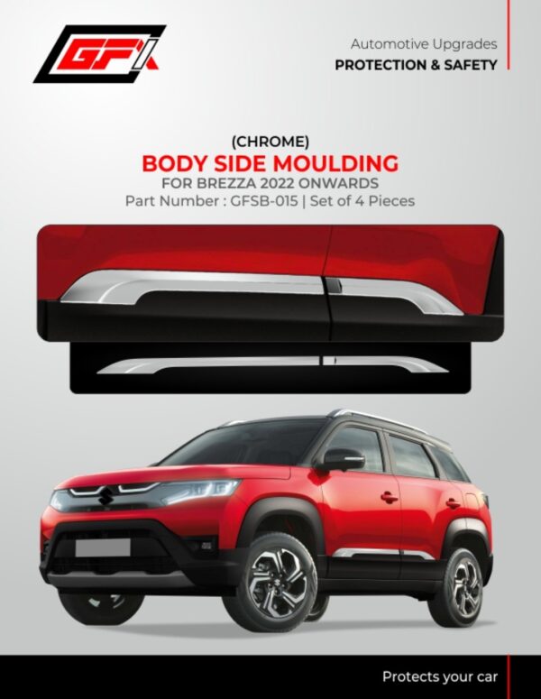 GFX Chrome Body Side Moulding for Maruti Suzuki Brezza (2022 Onwards) | Set of 4