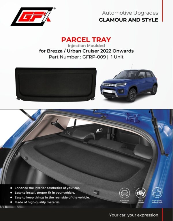 GFX Premium Injection Moulded Parcel Tray for Maruti Brezza & Urban Cruiser (2022+) | Crazy Car Tech